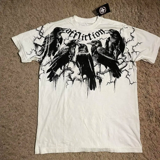 Letter Print Gothic Cotton T-shirt