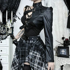 Punk One Shoulder Leather Blouse