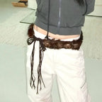 Vintage Gothic Fur Patchwork Tie Belt