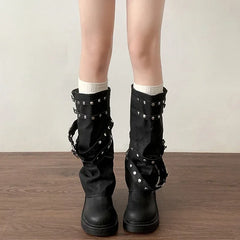 Designer Rivet Punk Gothic High Heel Platform Boot