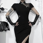 Mesh Patchwork Bodycon Midi Dress