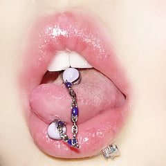Cute Chain Detachable Drop Beads Tongue Ring