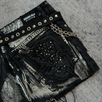 Rhinestone Denim Retro Black Skirt