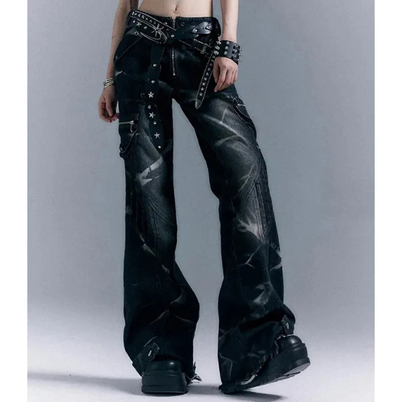 Low-Rise Riveted Flare Pants Secondary image