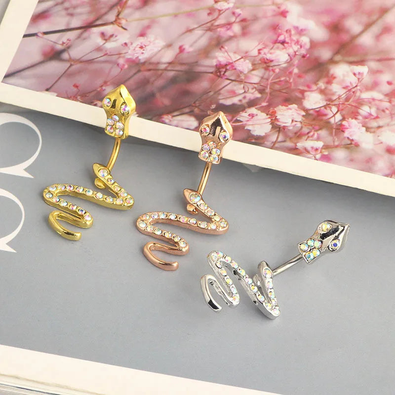 Snake Crystal Flower Gothic Belly Ring Secondary image