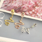 Snake Crystal Flower Gothic Belly Ring