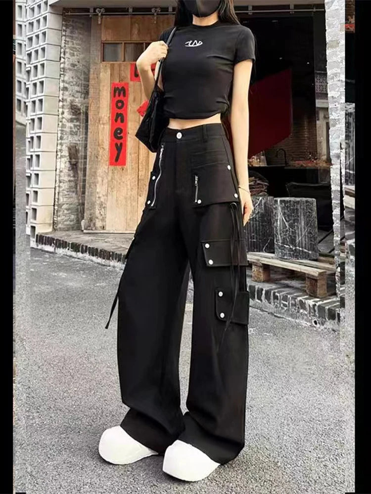 Black Gothic Y2K Cargo Denim Pant