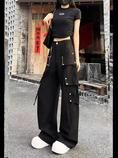 Black Gothic Y2K Cargo Denim Pant