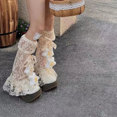 Gothic Lace Plush Star Leg Sock