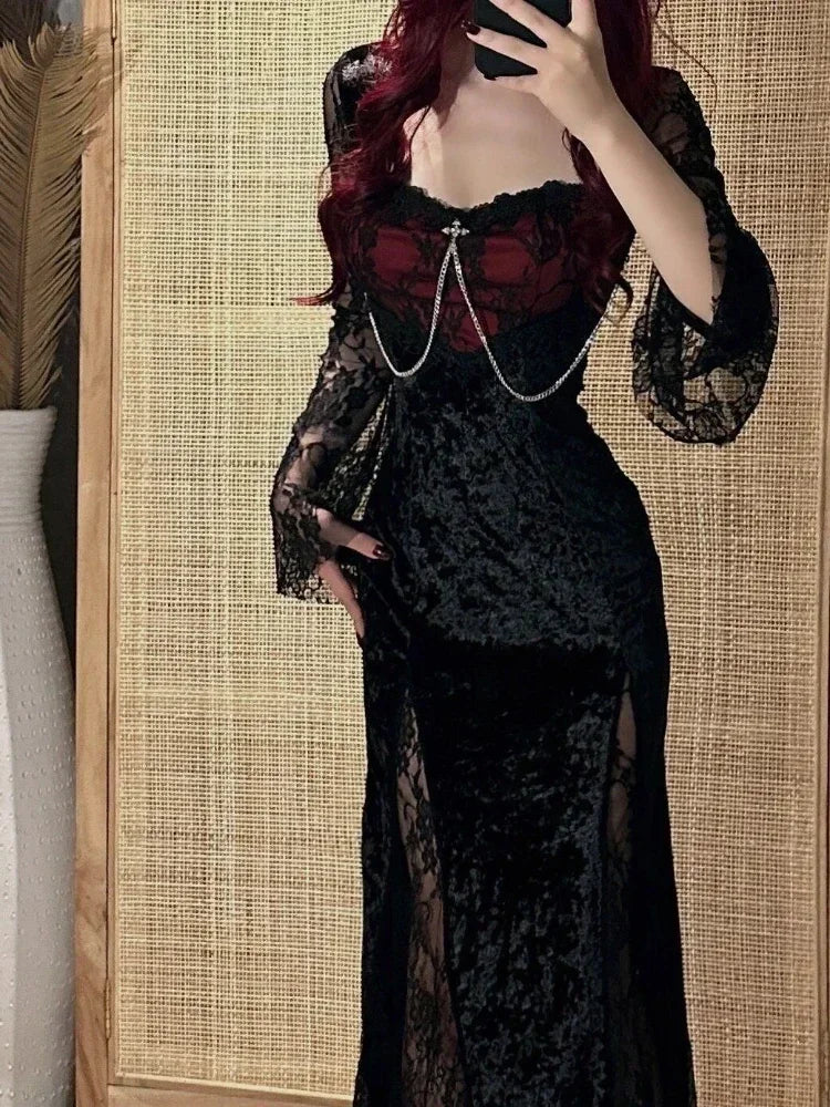 Gothic Lace Slim Midi Dress Main image