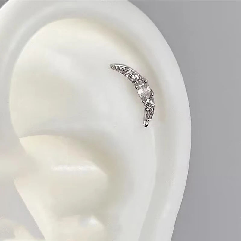 Silver Saturn 316L Stainless Steel Stud Earring