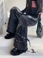 Zipper Splicing Gothic Flared Pant
