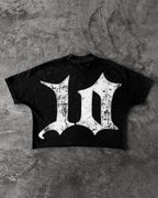Y2K Hip Hop Graphic Print Irregular Cotton T-shirt