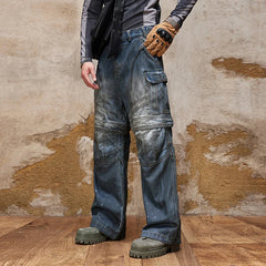 Retro Gothic Multi-Pocket Denim Pant