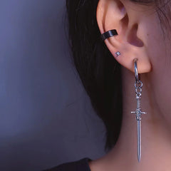 Gothic Vintage Sword Cross Dagger Earring