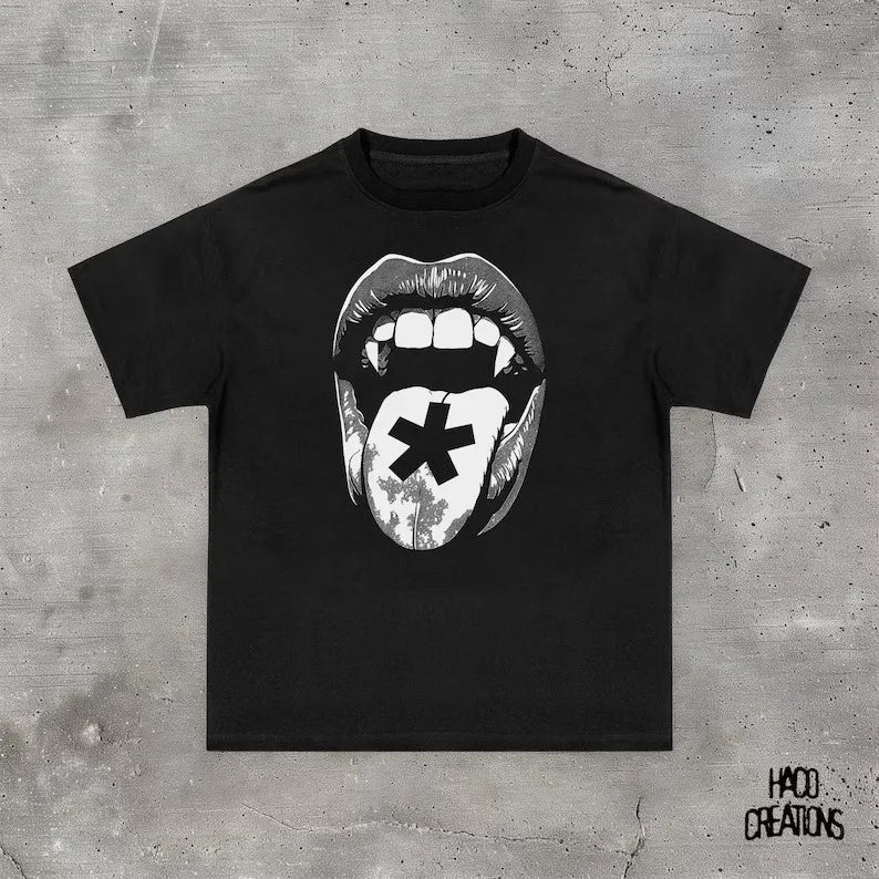 Y2K Retro Graphic Printed Oversized Cotton T-shirt