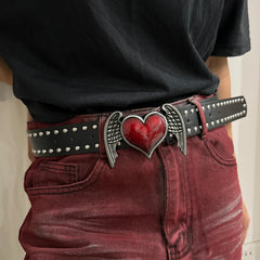 Y2K Unisex Gothic Red Heart Belt