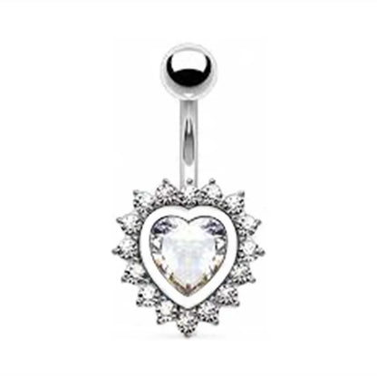 Heart Crystal Dangle Gothic Belly Ring
