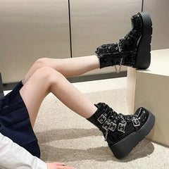Fashion Big Size Gothic Motorcycle Platform Boot
