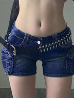 PU Leather Gothic Bullet Decor Waistband Belt