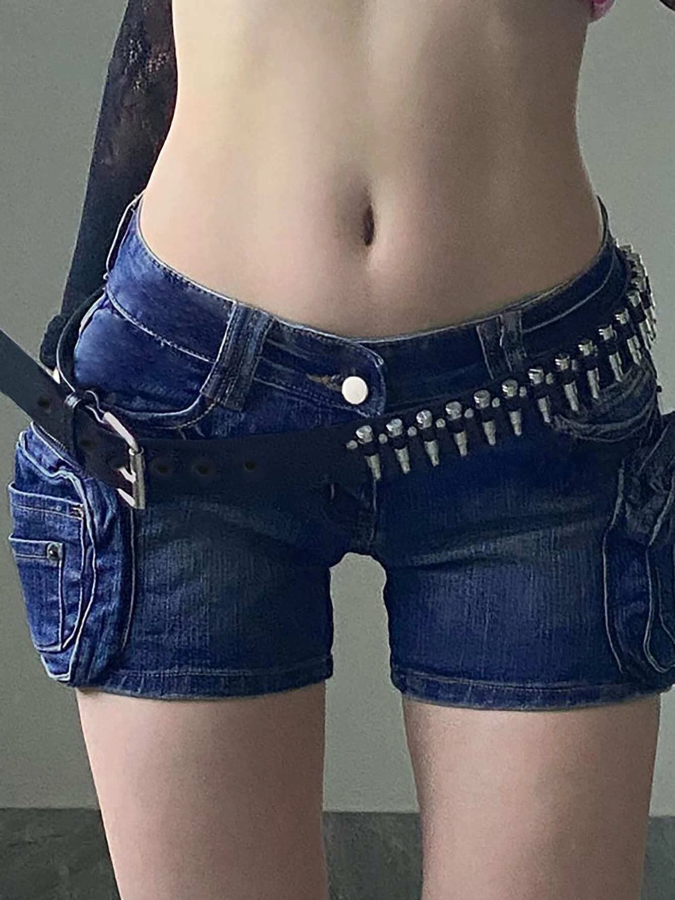 PU Leather Gothic Bullet Decor Waistband Belt