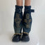 Gothic Star Strap Denim Cross Sock