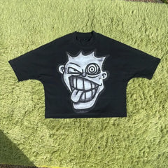 Quirky Pattern Print Oversized Cotton T-shirt