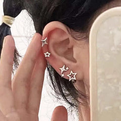 Hollow Pentagonal Star Asterism Stud Earring