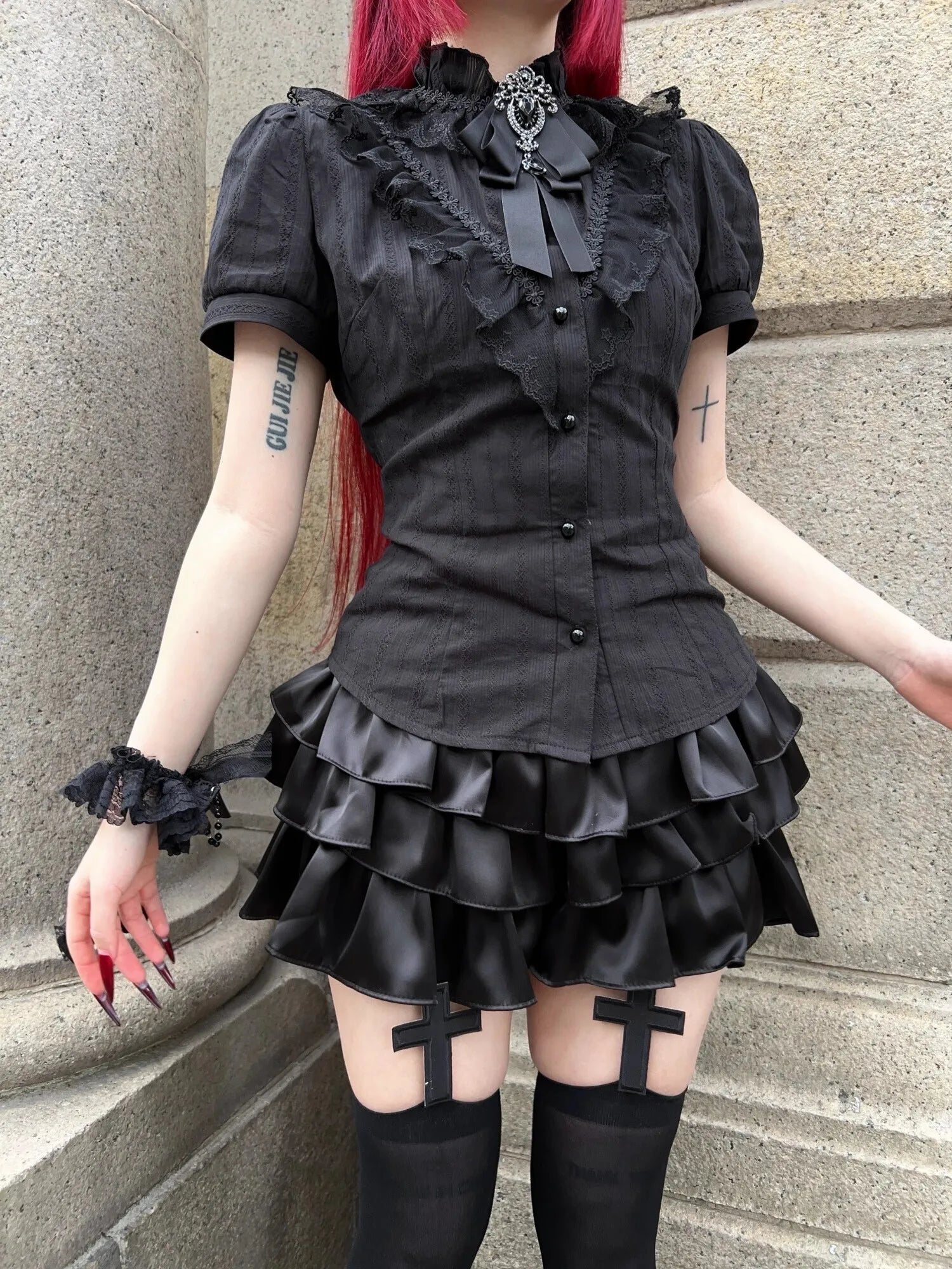 Gothic Lace Short Sleeve Blouse Main image