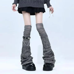 Gothic Over Knee Leather Buckle Sock