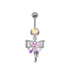 AB Butterfly Moon Pink Gothic Belly Ring