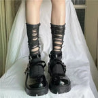 Gothic Ripped Hand Cut Pile Sock