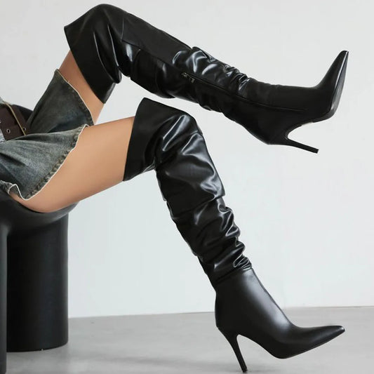 Over-Knee Stiletto Zipper Gothic High Heel Boot