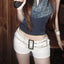 Belted Slim Denim Shorts