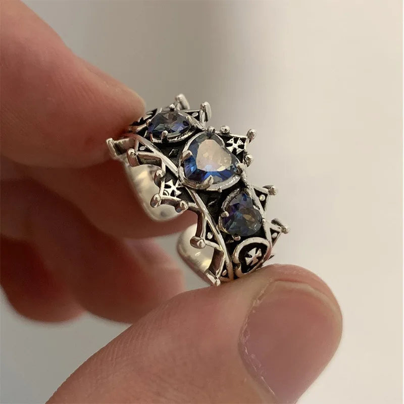 Vintage Lolita Gothic Heart Cross Ring