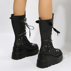 Goth Platform Motorcycle Rivet Combat Gothic Boot