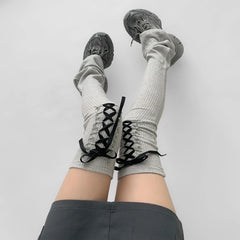 Gothic Lace-up Knee-high Strap Sock