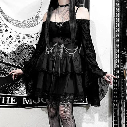 Drawstring Ruffle Fairycore Skirt