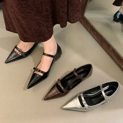 Bailamos Red Elegant Mary Jane Flat Heel Flat