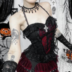 Goth Lace Trim Backless Crop Top