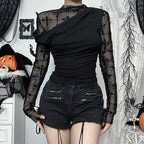 Dark Gothic Mesh Patchwork Blouse