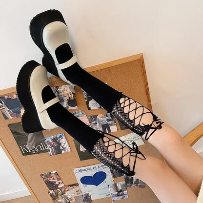 Gothic Strap Cotton Hollow Sock