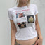Gothic Letter Print Crop Cotton T-shirt