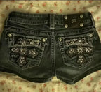 Cartoon Embroidery Denim Short