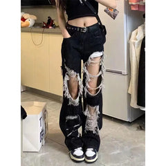 Frayed Gothic Straight Denim Pant