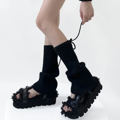 Gothic Knitted Strappy Flared Sock