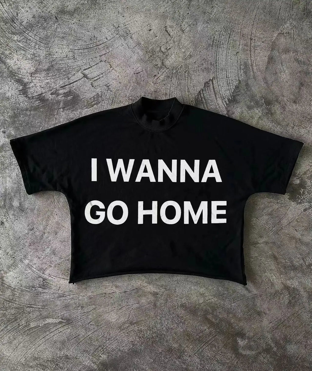 Y2K Hip Hop Graphic Print Irregular Cotton T-shirt
