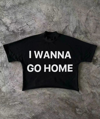 Y2K Hip Hop Graphic Print Irregular Cotton T-shirt