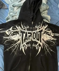Y2K Gothic Graphic Zipper Hoodie