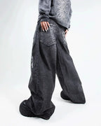 Gothic Embroidered Wide Leg Pants